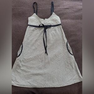 Split Navy and White Checkered Strappy Dress